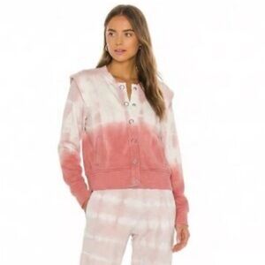 525 America Pink Ombre Tie-Dye Button Cardigan